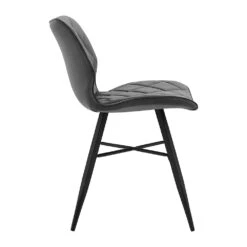Set Of 2 Ampney Velvet Diamond Stitch Dining Chairs With Metal Legs (Dark Grey Velvet) -Entreprise Cc Shop DCH 2097 GREY VEL 2P 4