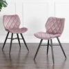 Set Of 2 Ampney Velvet Diamond Stitch Dining Chairs With Metal Legs (Dusty Pink Velvet) -Entreprise Cc Shop DCH 2097 PINK VEL 2P 1