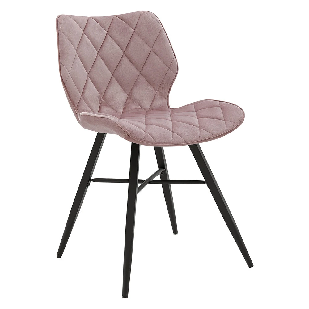Set Of 2 Ampney Velvet Diamond Stitch Dining Chairs With Metal Legs (Dusty Pink Velvet) 4 Set Of 2 Ampney Velvet Diamond Stitch Dining Chairs With Metal Legs (Dusty Pink Velvet) - Image 2