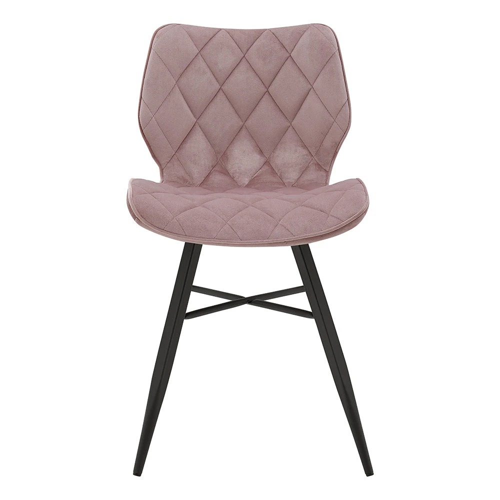 Set Of 2 Ampney Velvet Diamond Stitch Dining Chairs With Metal Legs (Dusty Pink Velvet) 5 Set Of 2 Ampney Velvet Diamond Stitch Dining Chairs With Metal Legs (Dusty Pink Velvet) - Image 3