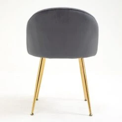 Milverton Pair Of 2 Velvet Dining Chairs With Golden Chrome Legs (Grey) -Entreprise Cc Shop DCH 2113 GREY VEL 2P 5