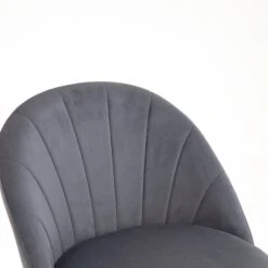 Milverton Pair Of 2 Velvet Dining Chairs With Golden Chrome Legs (Grey) -Entreprise Cc Shop DCH 2113 GREY VEL 2P detail1