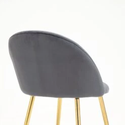 Milverton Pair Of 2 Velvet Dining Chairs With Golden Chrome Legs (Grey) -Entreprise Cc Shop DCH 2113 GREY VEL 2P detail3