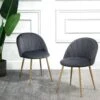 Milverton Pair Of 2 Velvet Dining Chairs With Golden Chrome Legs (Grey)