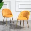 Milverton Pair Of 2 Velvet Dining Chairs With Golden Chrome Legs (Mustard) -Entreprise Cc Shop DCH 2113 MUSTARD VEL 2P main