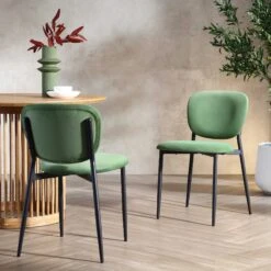 Kelmarsh Set Of 2 Grass Green Velvet Upholstered Dining Chairs