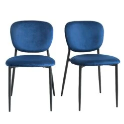 Kelmarsh Set Of 2 Navy Blue Velvet Upholstered Dining Chairs 15 Kelmarsh Set Of 2 Navy Blue Velvet Upholstered Dining Chairs -Entreprise Cc Shop DCH 2128 NAVY VEL 2P WB1