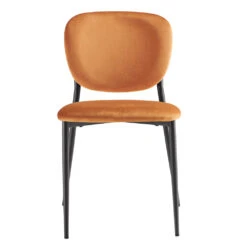 Kelmarsh Set Of 2 Orange Velvet Upholstered Dining Chairs -Entreprise Cc Shop DCH 2128 ORANGEL VEL 2P 3