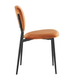 Kelmarsh Set Of 2 Orange Velvet Upholstered Dining Chairs -Entreprise Cc Shop DCH 2128 ORANGEL VEL 2P 4