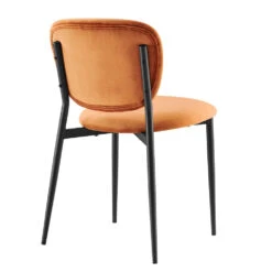 Kelmarsh Set Of 2 Orange Velvet Upholstered Dining Chairs -Entreprise Cc Shop DCH 2128 ORANGEL VEL 2P 5