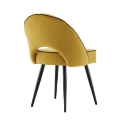 Oakley Set Of 2 Mustard Yellow Velvet Upholstered Dining Chairs With Piping -Entreprise Cc Shop DCH 2138 MUSTARD VEL 2P WB6