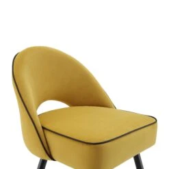 Oakley Set Of 2 Mustard Yellow Velvet Upholstered Dining Chairs With Piping -Entreprise Cc Shop DCH 2138 MUSTARD VEL 2P detail1