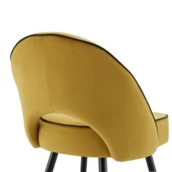 Oakley Set Of 2 Mustard Yellow Velvet Upholstered Dining Chairs With Piping -Entreprise Cc Shop DCH 2138 MUSTARD VEL 2P detail3
