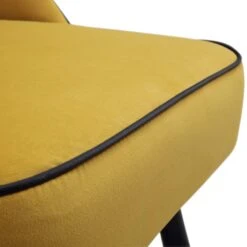 Oakley Set Of 2 Mustard Yellow Velvet Upholstered Dining Chairs With Piping -Entreprise Cc Shop DCH 2138 MUSTARD VEL 2P detail4