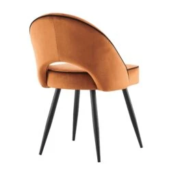 Oakley Set Of 2 Orange Velvet Upholstered Dining Chairs With Contrast Piping -Entreprise Cc Shop DCH 2138 ORANGE VEL 2P WB5