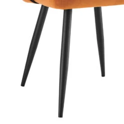 Oakley Set Of 2 Orange Velvet Upholstered Dining Chairs With Contrast Piping -Entreprise Cc Shop DCH 2138 ORANGE VEL 2P detail2