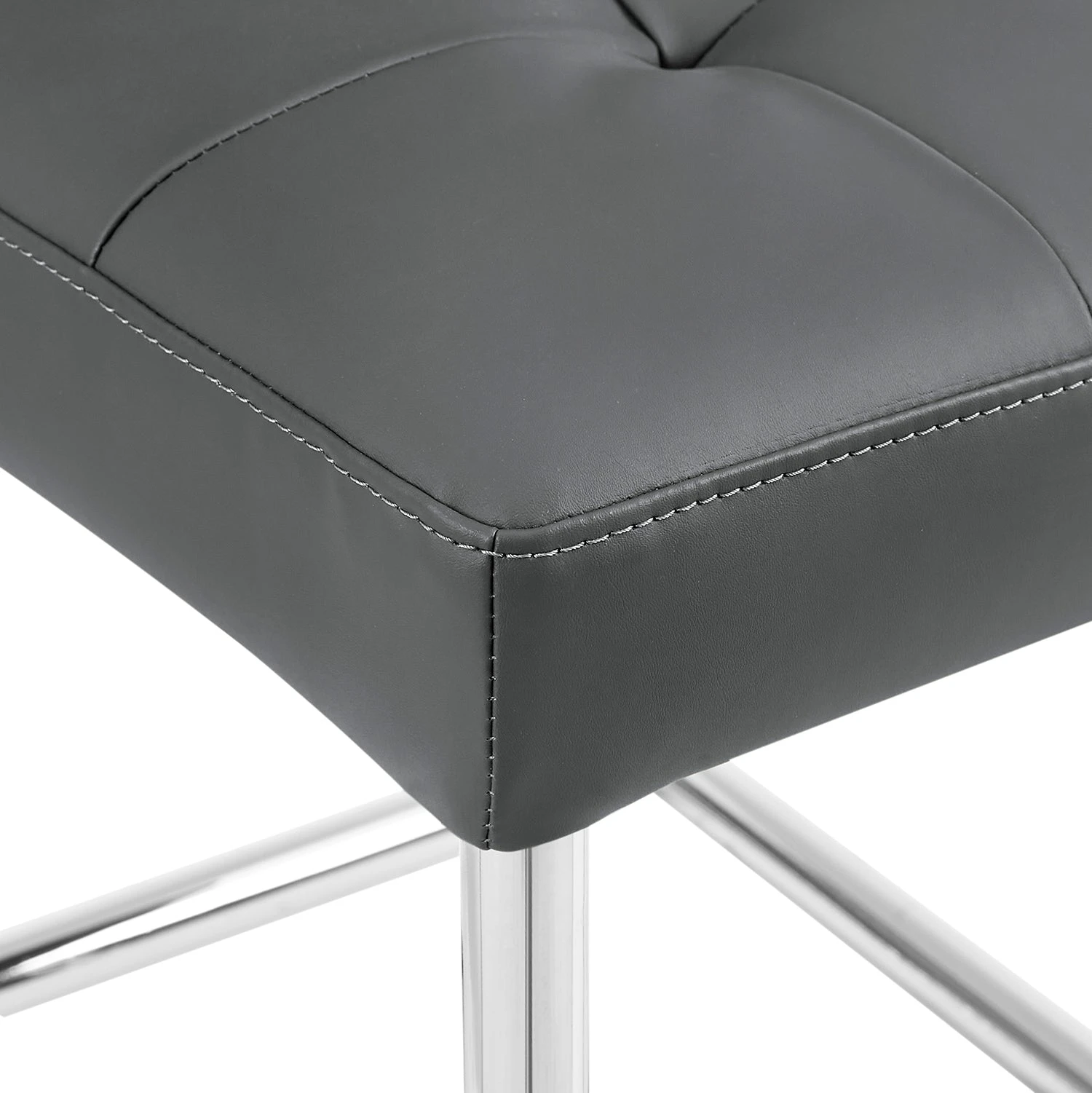 Keyston Set Of 2 Dark Grey PU Leather Upholstered Dining Chairs With Chrome Legs 12 Keyston Set Of 2 Dark Grey PU Leather Upholstered Dining Chairs With Chrome Legs - Image 10