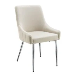 Garnet Set Of 2 Champagne Velvet Upholstered Dining Chairs With Back Handle -Entreprise Cc Shop DCH 2141 CHAMP VEL 2P WB2