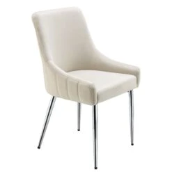 Garnet Set Of 2 Champagne Velvet Upholstered Dining Chairs With Back Handle -Entreprise Cc Shop DCH 2141 CHAMP VEL 2P WB4