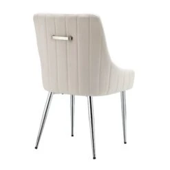 Garnet Set Of 2 Champagne Velvet Upholstered Dining Chairs With Back Handle -Entreprise Cc Shop DCH 2141 CHAMP VEL 2P WB6