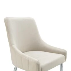 Garnet Set Of 2 Champagne Velvet Upholstered Dining Chairs With Back Handle -Entreprise Cc Shop DCH 2141 CHAMP VEL 2P detail1