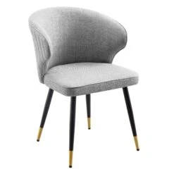 Langham Set Of 2 Grey Woven Fabric Carver Dining Chairs With Fluted Back -Entreprise Cc Shop DCH 2143 GREY WOV 2P WB2