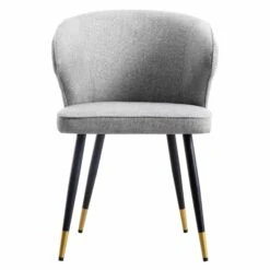 Langham Set Of 2 Grey Woven Fabric Carver Dining Chairs With Fluted Back -Entreprise Cc Shop DCH 2143 GREY WOV 2P WB3