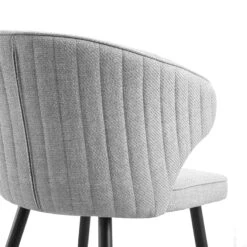 Langham Set Of 2 Grey Woven Fabric Carver Dining Chairs With Fluted Back -Entreprise Cc Shop DCH 2143 GREY WOV 2P detail2