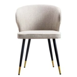 Langham Set Of 2 Oatmeal Woven Fabric Carver Dining Chairs With Fluted Back 20 Langham Set Of 2 Oatmeal Woven Fabric Carver Dining Chairs With Fluted Back -Entreprise Cc Shop DCH 2143 TAUPE WOV 2P WB3