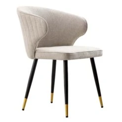 Langham Set Of 2 Oatmeal Woven Fabric Carver Dining Chairs With Fluted Back 21 Langham Set Of 2 Oatmeal Woven Fabric Carver Dining Chairs With Fluted Back -Entreprise Cc Shop DCH 2143 TAUPE WOV 2P WB4