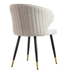 Langham Set Of 2 Oatmeal Woven Fabric Carver Dining Chairs With Fluted Back 24 Langham Set Of 2 Oatmeal Woven Fabric Carver Dining Chairs With Fluted Back -Entreprise Cc Shop DCH 2143 TAUPE WOV 2P WB6