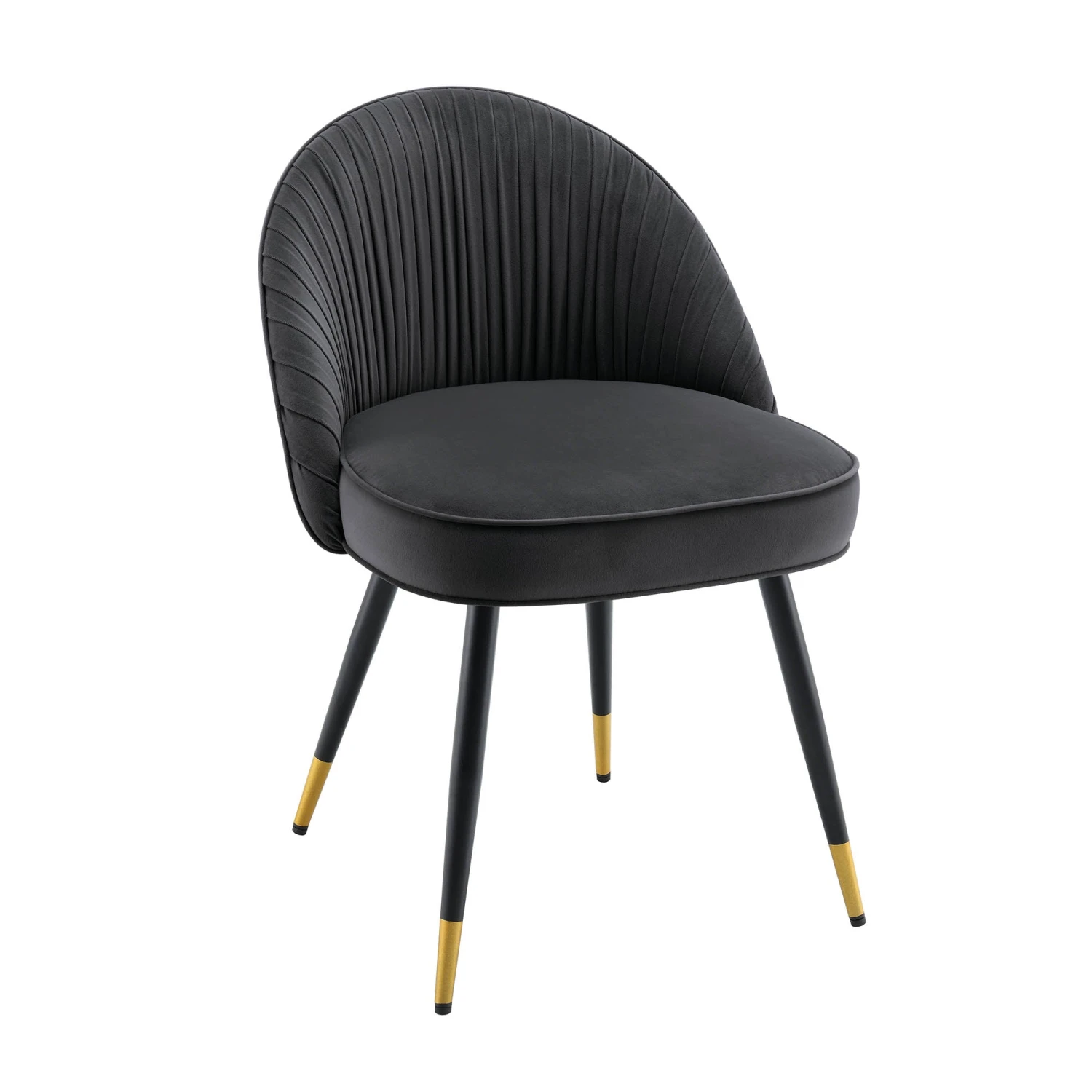 Miyae Set Of 2 Pleated Charcoal Velvet Upholstered Dining Chairs 7 Miyae Set Of 2 Pleated Charcoal Velvet Upholstered Dining Chairs - Image 5