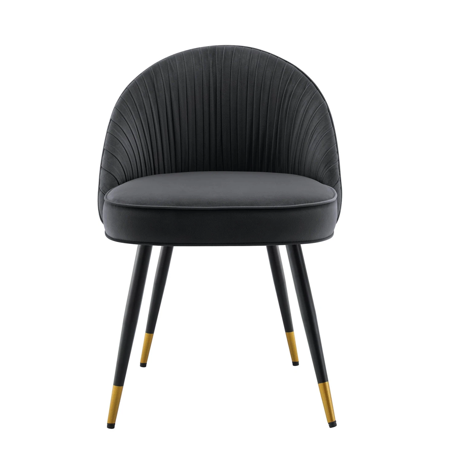 Miyae Set Of 2 Pleated Charcoal Velvet Upholstered Dining Chairs 5 Miyae Set Of 2 Pleated Charcoal Velvet Upholstered Dining Chairs - Image 3