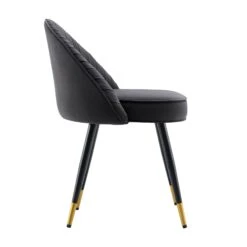 Miyae Set Of 2 Pleated Charcoal Velvet Upholstered Dining Chairs 20 Miyae Set Of 2 Pleated Charcoal Velvet Upholstered Dining Chairs -Entreprise Cc Shop DCH 2144 CHARCOAL VEL 2P WB5