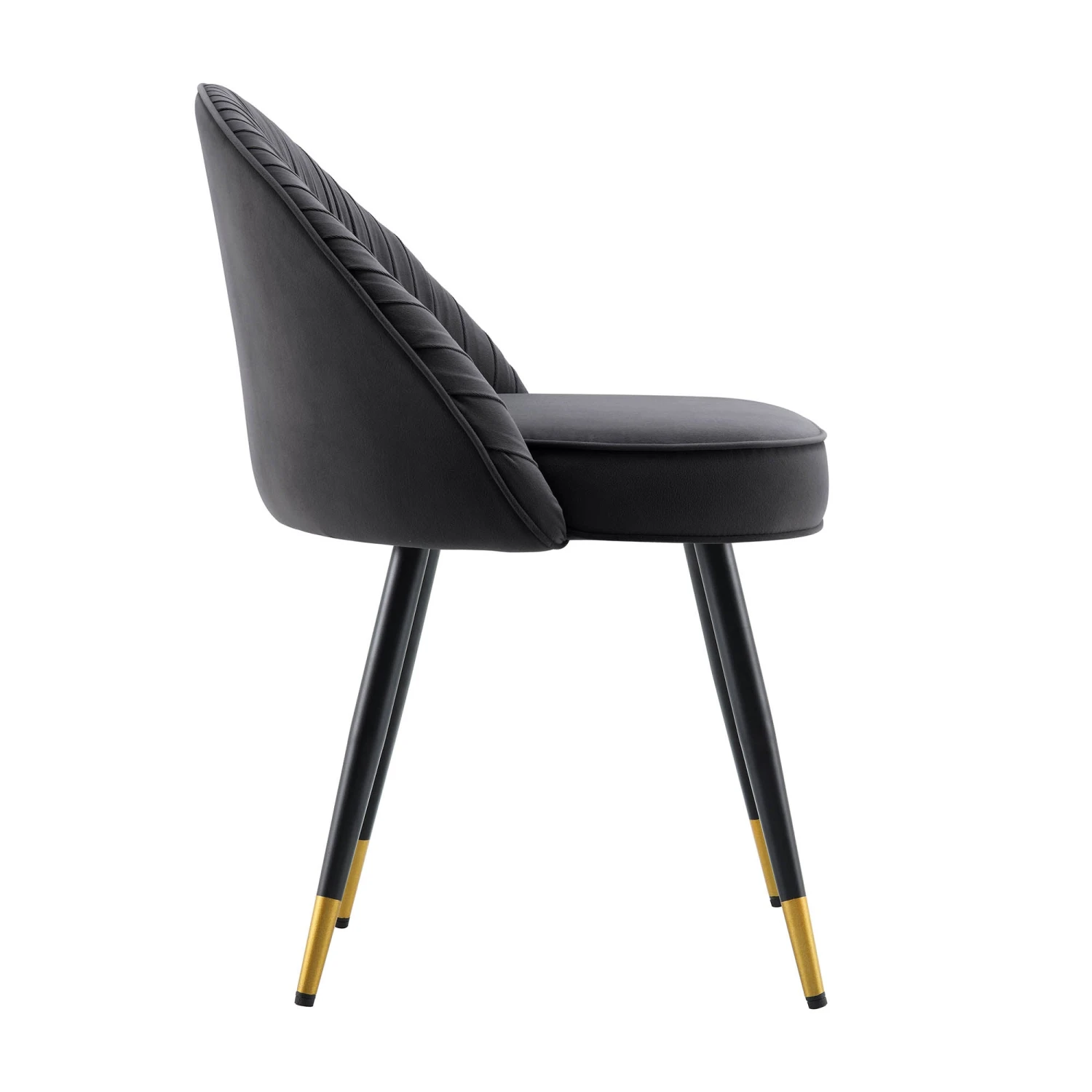 Miyae Set Of 2 Pleated Charcoal Velvet Upholstered Dining Chairs 9 Miyae Set Of 2 Pleated Charcoal Velvet Upholstered Dining Chairs - Image 7