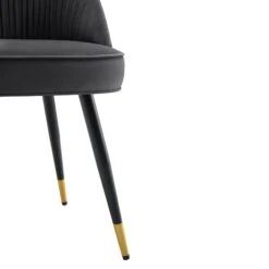Miyae Set Of 2 Pleated Charcoal Velvet Upholstered Dining Chairs 24 Miyae Set Of 2 Pleated Charcoal Velvet Upholstered Dining Chairs -Entreprise Cc Shop DCH 2144 CHARCOAL VEL 2P detail3