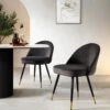 Miyae Set Of 2 Pleated Charcoal Velvet Upholstered Dining Chairs 1 Miyae Set Of 2 Pleated Charcoal Velvet Upholstered Dining Chairs -Entreprise Cc Shop DCH 2144 CHARCOAL VEL 2P main