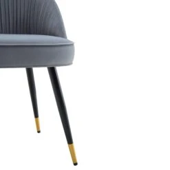 Miyae Set Of 2 Pleated Light Grey Velvet Upholstered Dining Chairs 24 Miyae Set Of 2 Pleated Light Grey Velvet Upholstered Dining Chairs -Entreprise Cc Shop DCH 2144 LIGHTGREY VEL 2P detail3