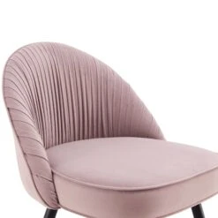 Miyae Set Of 2 Pleated Pale Pink Velvet Upholstered Dining Chairs -Entreprise Cc Shop DCH 2144 PINK VEL 2P detail1