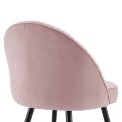 Miyae Set Of 2 Pleated Pale Pink Velvet Upholstered Dining Chairs -Entreprise Cc Shop DCH 2144 PINK VEL 2P detail2