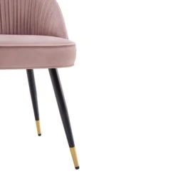 Miyae Set Of 2 Pleated Pale Pink Velvet Upholstered Dining Chairs -Entreprise Cc Shop DCH 2144 PINK VEL 2P detail3