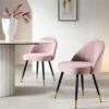 Miyae Set Of 2 Pleated Pale Pink Velvet Upholstered Dining Chairs 1 Miyae Set Of 2 Pleated Pale Pink Velvet Upholstered Dining Chairs -Entreprise Cc Shop DCH 2144 PINK VEL 2P main