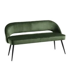 Oakley Dark Green Velvet Upholstered 3 Seater Dining Bench With Contrast Piping -Entreprise Cc Shop DCH 2147 DARKGREEN VEL WB2