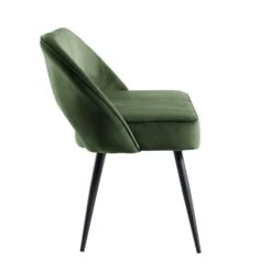 Oakley Dark Green Velvet Upholstered 3 Seater Dining Bench With Contrast Piping -Entreprise Cc Shop DCH 2147 DARKGREEN VEL WB4