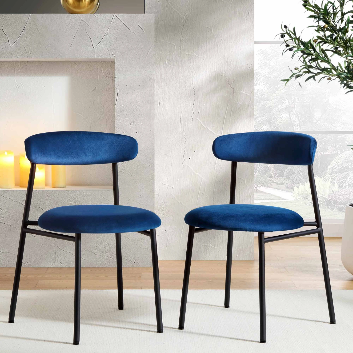 Donna Set Of 2 Navy Blue Velvet Dining Chairs 3 Donna Set Of 2 Navy Blue Velvet Dining Chairs