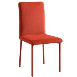 Fernie Set Of 2 Ochre Burnt Orange Velvet Dining Chairs With Upholstered Legs -Entreprise Cc Shop DCH 2151 OCHRE VEL 2P WB3