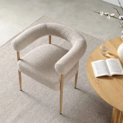 Fulbourn Taupe Boucle Dining Chair With Natural Wood Effect Legs -Entreprise Cc Shop DCH 2162 TAUPE BOUCLE NAT scene2