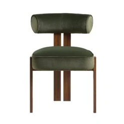 Ophelia Moss Green Velvet Dining Chair -Entreprise Cc Shop DCH 2187 MOSS VEL WALN WB1