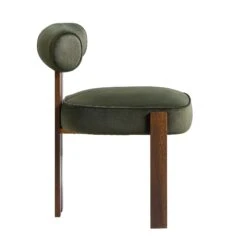 Ophelia Moss Green Velvet Dining Chair -Entreprise Cc Shop DCH 2187 MOSS VEL WALN WB3