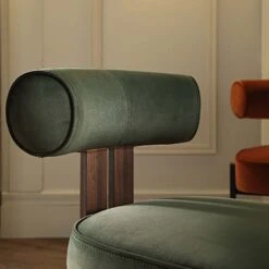 Ophelia Moss Green Velvet Dining Chair -Entreprise Cc Shop DCH 2187 MOSS VEL WALN scene2